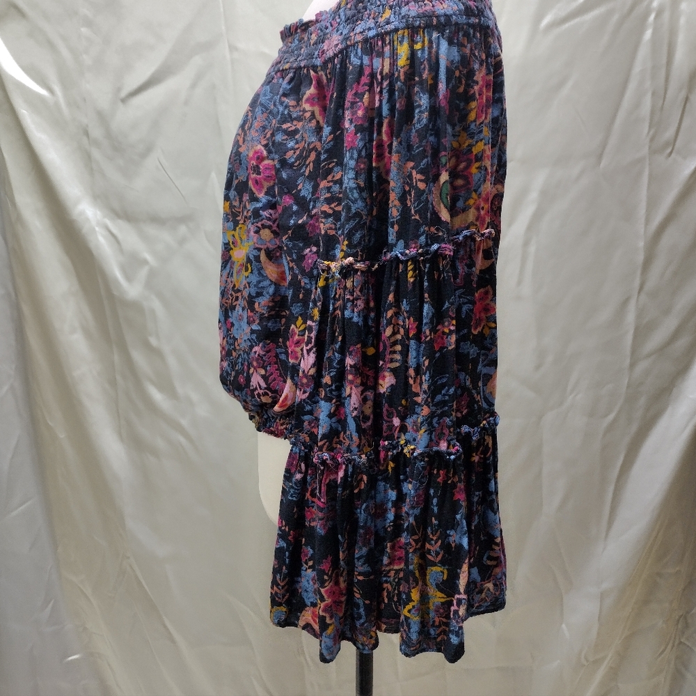 Free People Free Spirit Off the Shoulder Top floral paisley print blouse size XS - Picture 3 of 8